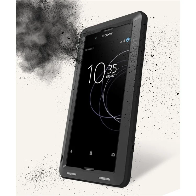 LOVE MEI Shockproof Metal Dust-proof Defender Mobile Shell for Sony Xperia XA1 Plus - Black