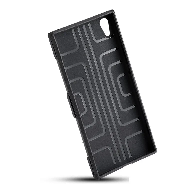 Geometric Pattern Magnetic Car Mount Ring Holder TPU PC Hybrid Case for Sony Xperia XA1 Ultra - Dark Blue