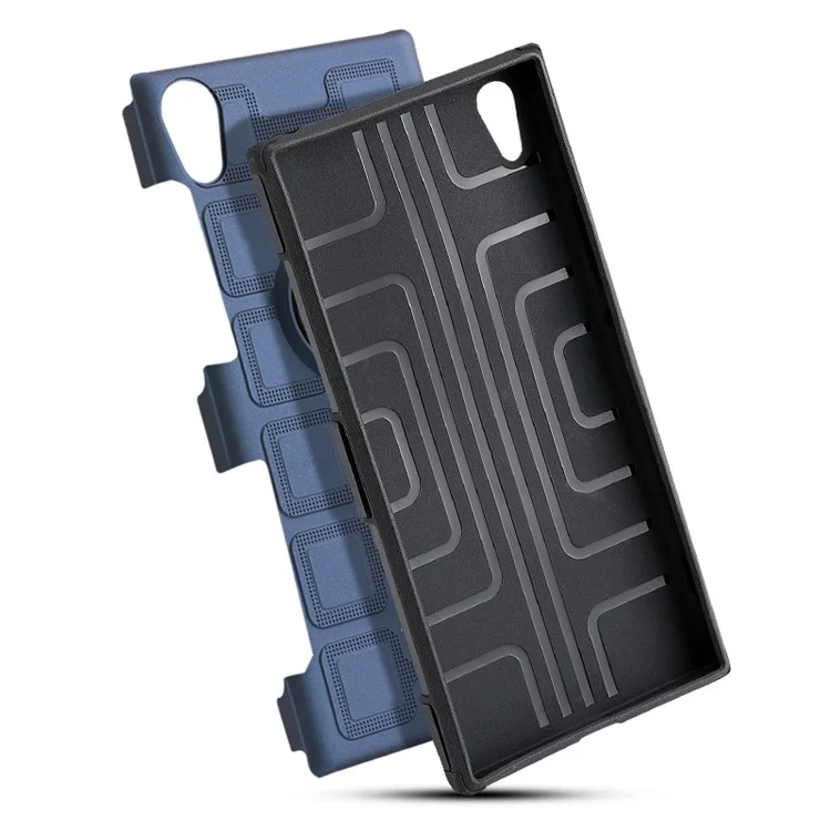 Geometric Pattern Magnetic Car Mount Ring Holder TPU PC Hybrid Case for Sony Xperia XA1 Ultra - Dark Blue