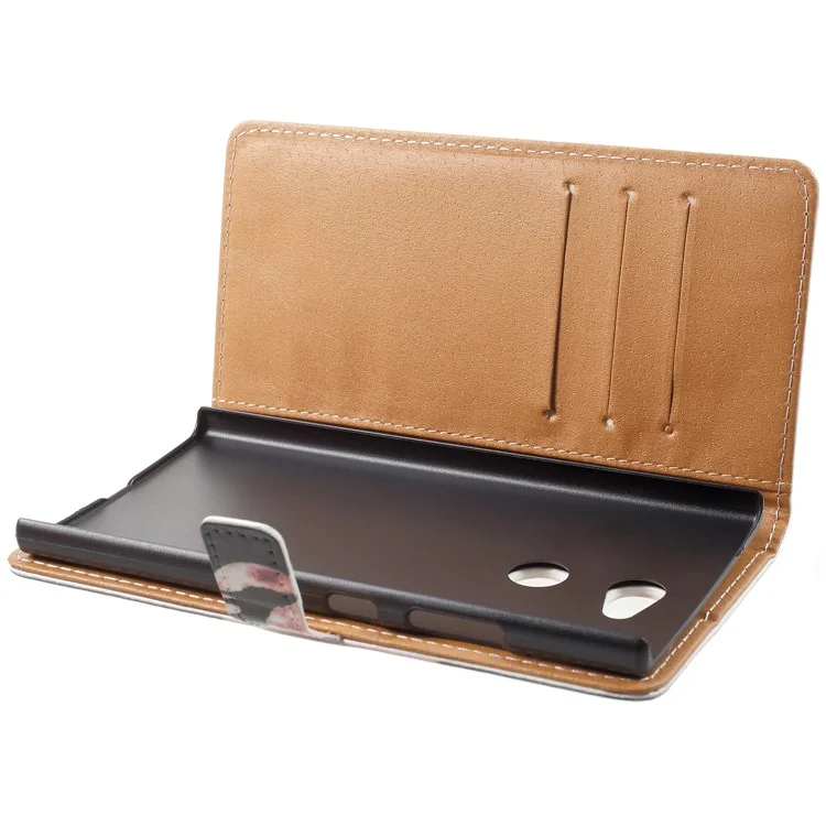 Pattern Printing Leather Wallet Stand Case for Sony Xperia L2 - Wolf Howling at the Moon