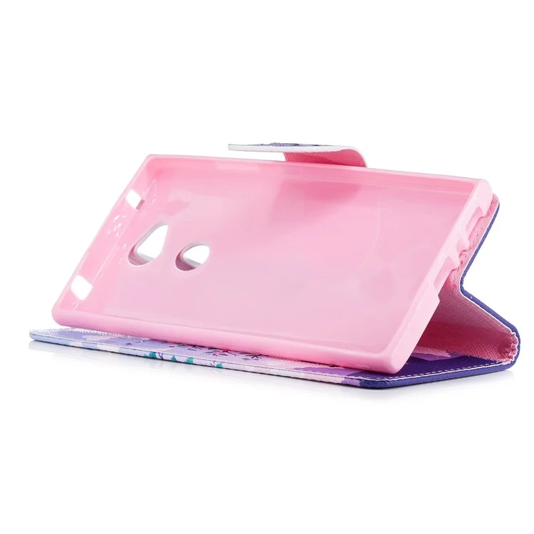 Pattern Printing Wallet Leather Phone Casing for Sony Xperia L2 - Two Swinging Owls
