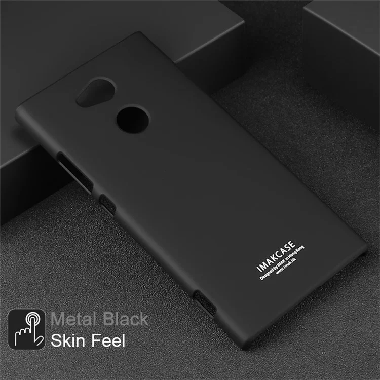 IMAK Cowboy Shell Matte Hard Back Case with Ring Stand + Screen Film for Sony Xperia XA2 Ultra - Metal Black
