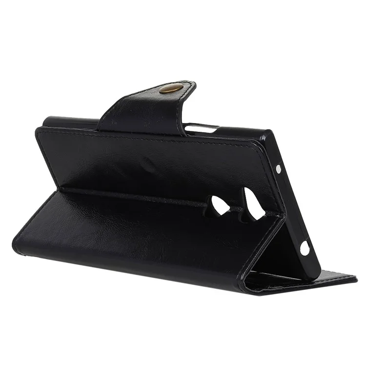Textured PU Leather Wallet Stand Phone Case for Sony Xperia L2 - Black