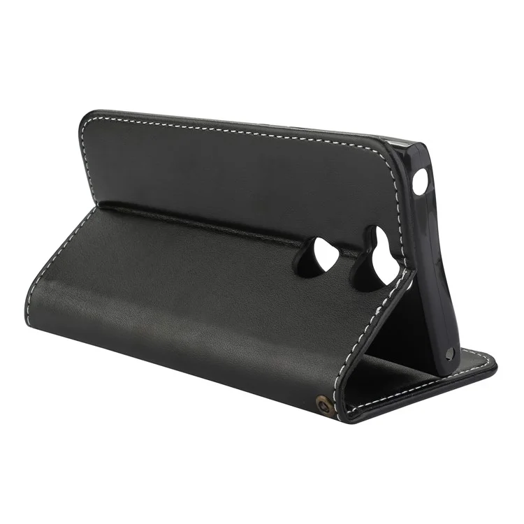 Imprinted Flower Pattern Leather Card Holder Case for Sony Xperia XA2 - Black