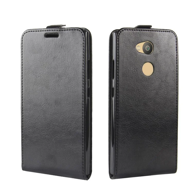 Crazy Horse Vertical Leather Card Holder Case for Sony Xperia L2 - Black