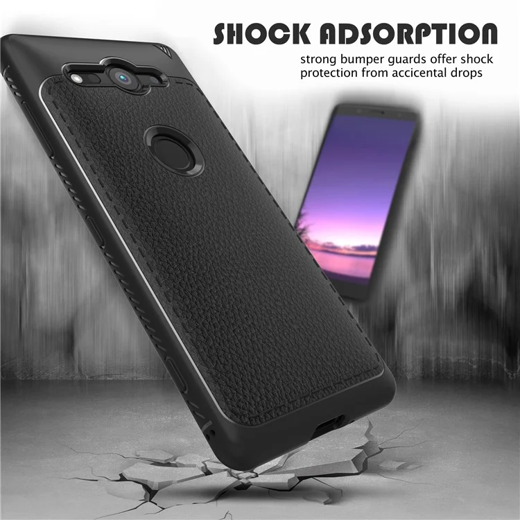 IVSO Gentry Series Leather Coated Soft TPU Casing for Sony Xperia XZ2 Compact - Black