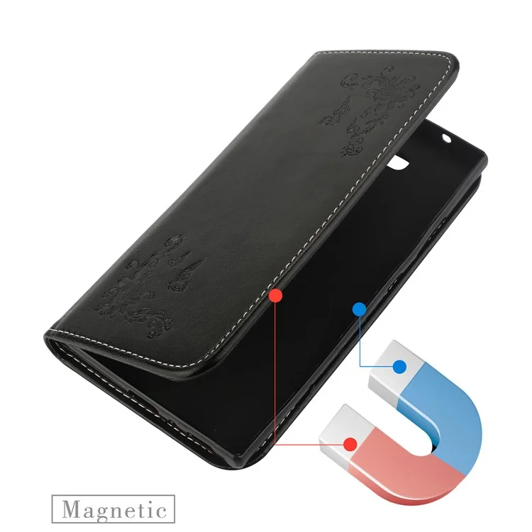 Auto-absorbed Imprint Butterfly Flower Leather Card Slots Case for Sony Xperia L2 - Black