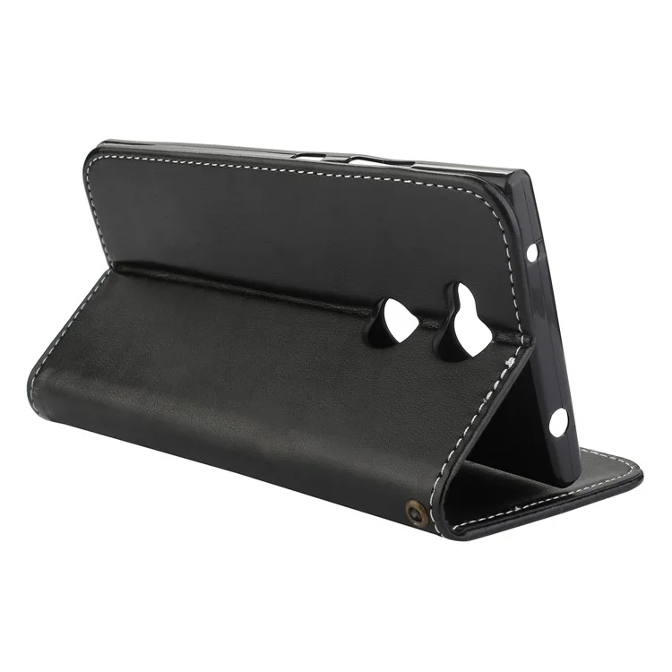 Auto-absorbed Imprint Butterfly Flower Leather Card Slots Case for Sony Xperia L2 - Black