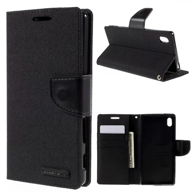 MERCURY GOOSPERY Canvas Wallet Leather Case for Sony Xperia Z5 / Z5 Dual - Black