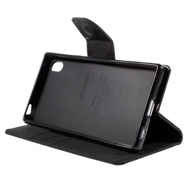 MERCURY GOOSPERY Canvas Wallet Leather Case for Sony Xperia Z5 / Z5 Dual - Black