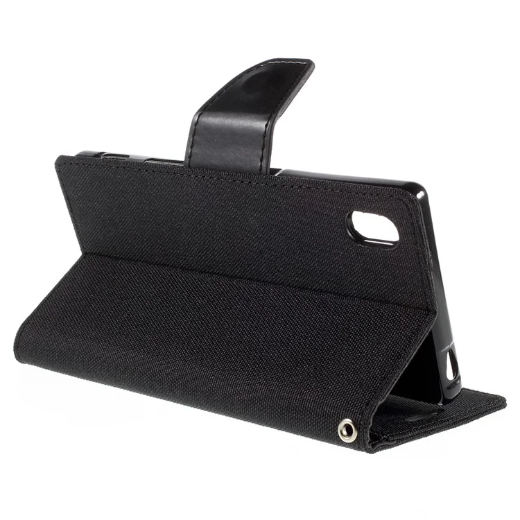 MERCURY GOOSPERY Canvas Wallet Leather Case for Sony Xperia Z5 / Z5 Dual - Black