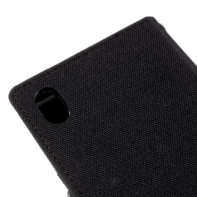 MERCURY GOOSPERY Canvas Wallet Leather Case for Sony Xperia Z5 / Z5 Dual - Black
