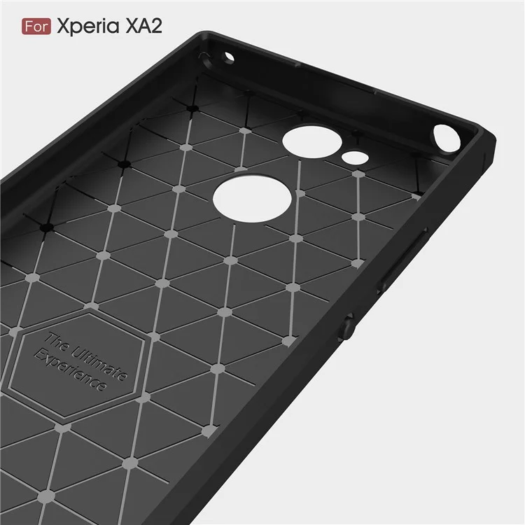 50Pcs/Set Carbon Fiber Texture Brushed TPU Phone Case for Sony Xperia XA2 - Black