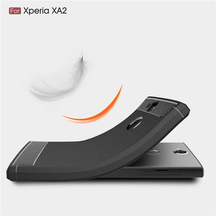 50Pcs/Set Carbon Fiber Texture Brushed TPU Phone Case for Sony Xperia XA2 - Black