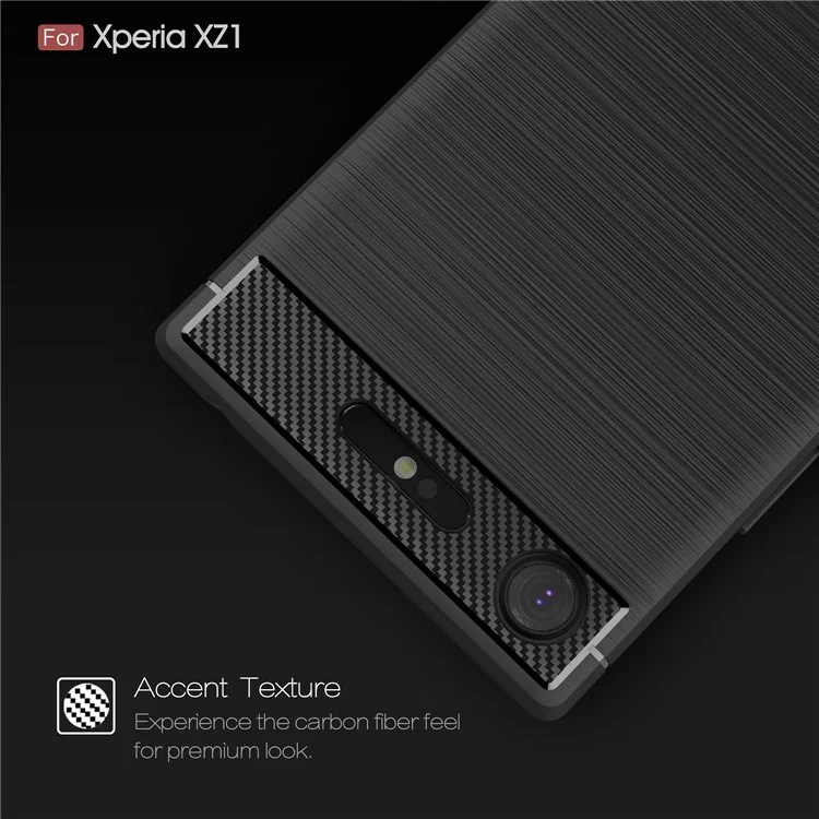 50Pcs/Set Carbon Fiber Texture Brushed TPU Mobile Cover for Sony Xperia XZ1 - Black