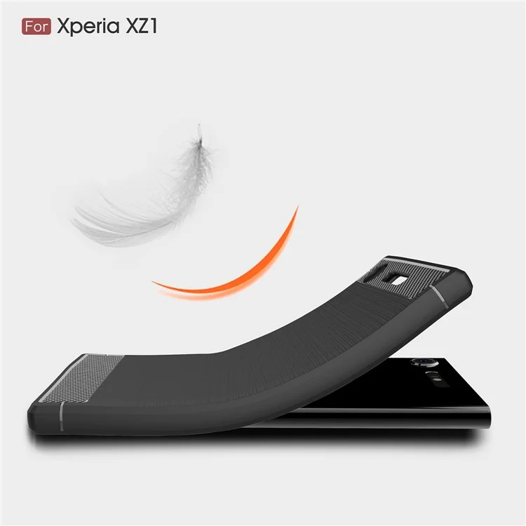 50Pcs/Set Carbon Fiber Texture Brushed TPU Mobile Cover for Sony Xperia XZ1 - Black