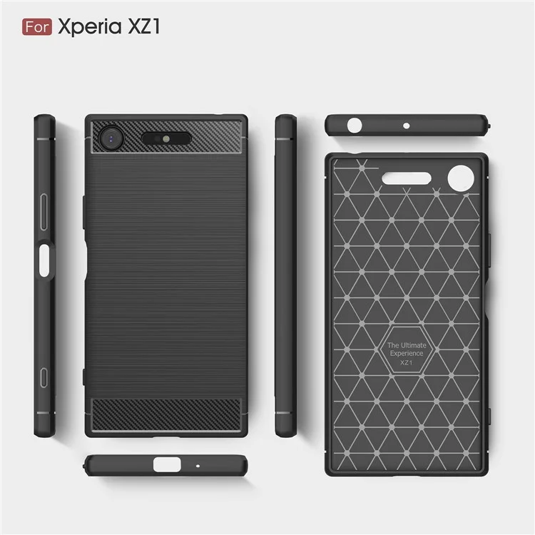 50Pcs/Set Carbon Fiber Texture Brushed TPU Mobile Cover for Sony Xperia XZ1 - Black