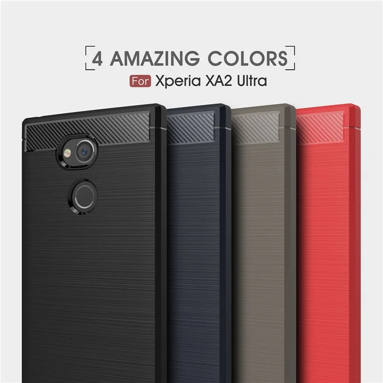 50Pcs/Set Carbon Fiber Texture Brushed TPU Case for Sony Xperia XA2 Ultra - Black