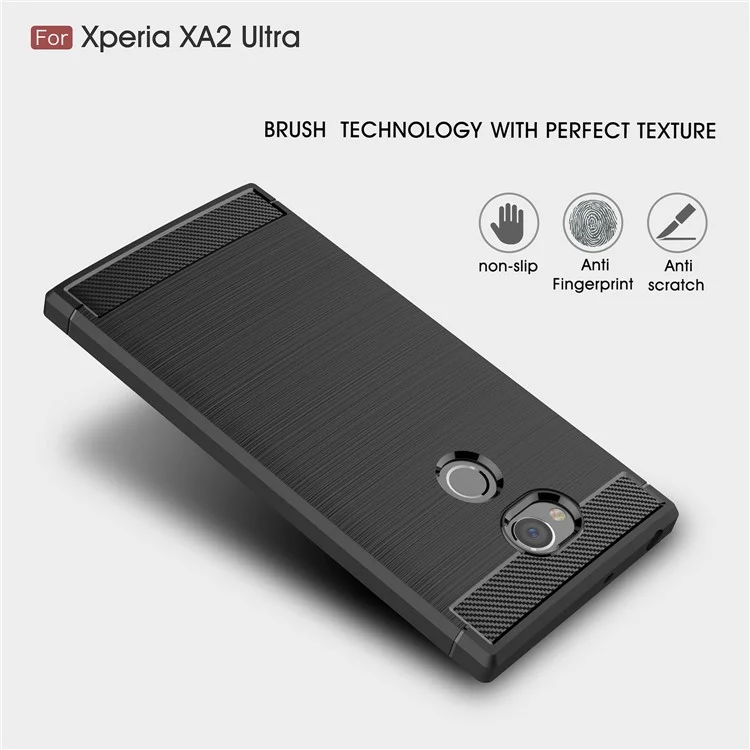 50Pcs/Set Carbon Fiber Texture Brushed TPU Case for Sony Xperia XA2 Ultra - Black
