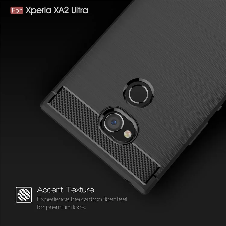 50Pcs/Set Carbon Fiber Texture Brushed TPU Case for Sony Xperia XA2 Ultra - Black