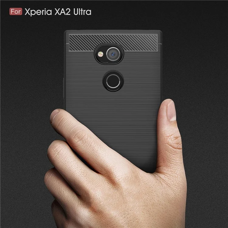 50Pcs/Set Carbon Fiber Texture Brushed TPU Case for Sony Xperia XA2 Ultra - Black