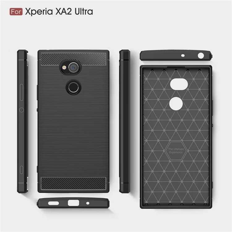 50Pcs/Set Carbon Fiber Texture Brushed TPU Case for Sony Xperia XA2 Ultra - Black