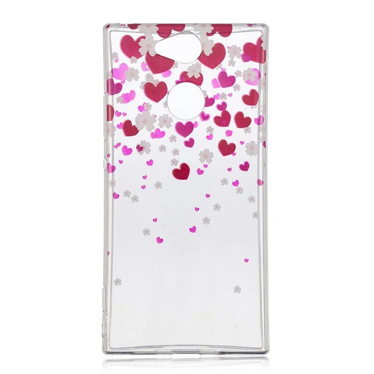 Pattern Printing IMD TPU Soft Casing for Sony Xperia XA2 - Rose Heart