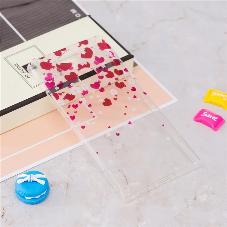 Pattern Printing IMD TPU Soft Casing for Sony Xperia XA2 - Rose Heart