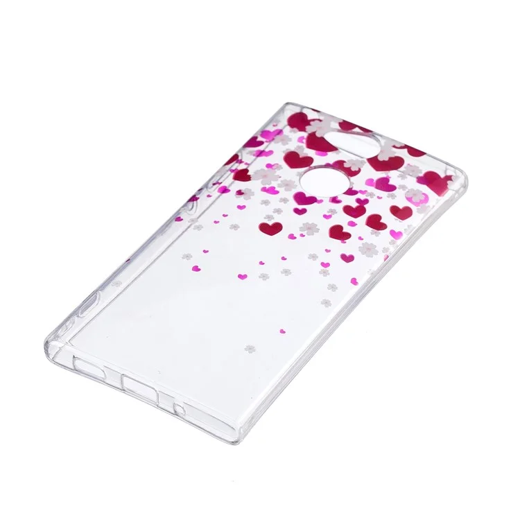 Pattern Printing IMD TPU Soft Casing for Sony Xperia XA2 - Rose Heart