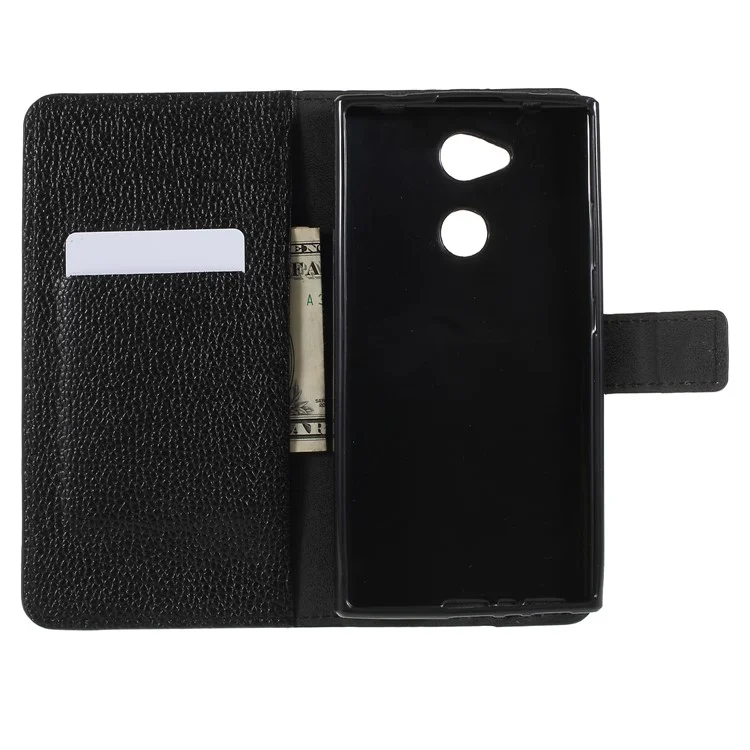 Litchi Texture Wallet Stand Leather Phone Case for Sony Xperia L2 - Black