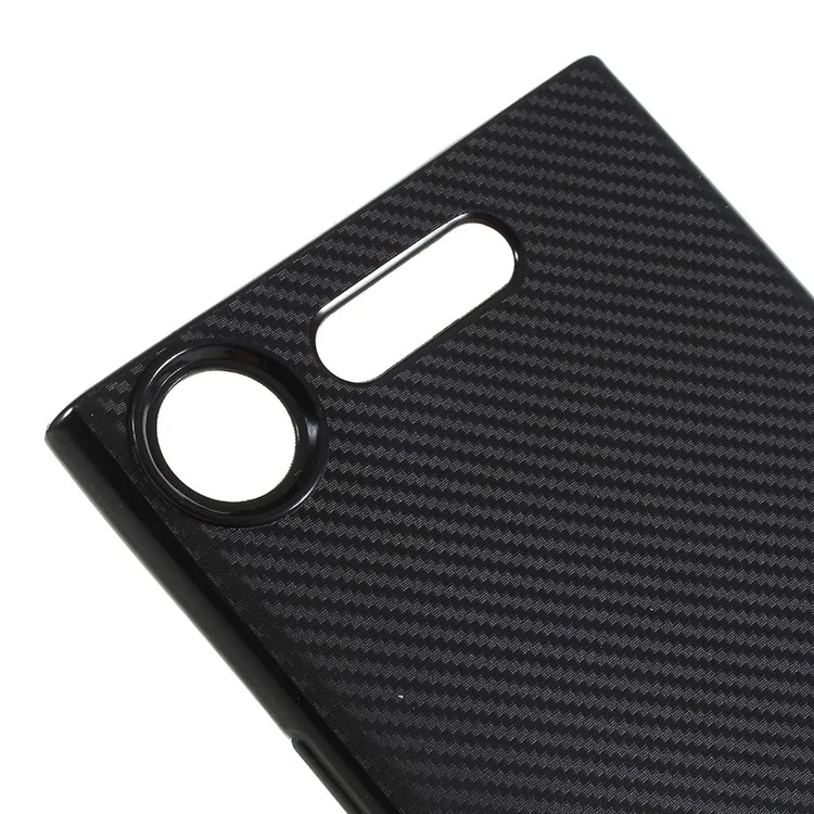 Carbon Fiber Texture Soft TPU Mobile Phone Shell for Sony Xperia XZ1 - Black