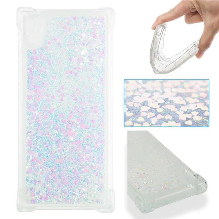 Dynamic Glitter Powder Sequins TPU Shockproof Case for Sony Xperia XA1 - Pink