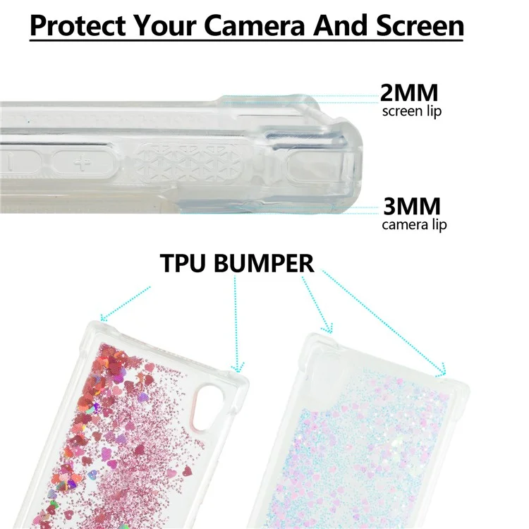 Dynamic Glitter Powder Sequins TPU Shockproof Case for Sony Xperia XA1 - Pink