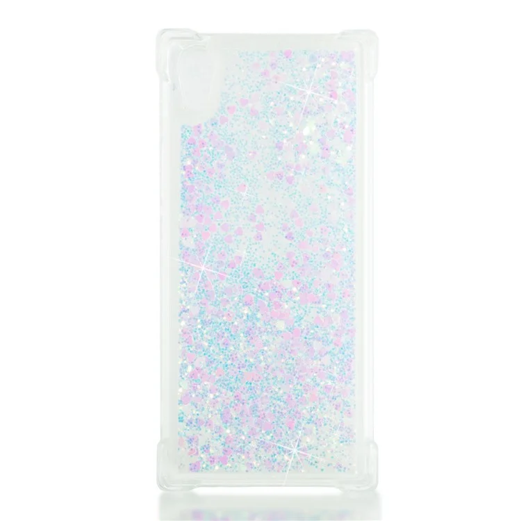 Dynamic Glitter Powder Sequins TPU Shockproof Case for Sony Xperia XA1 - Pink