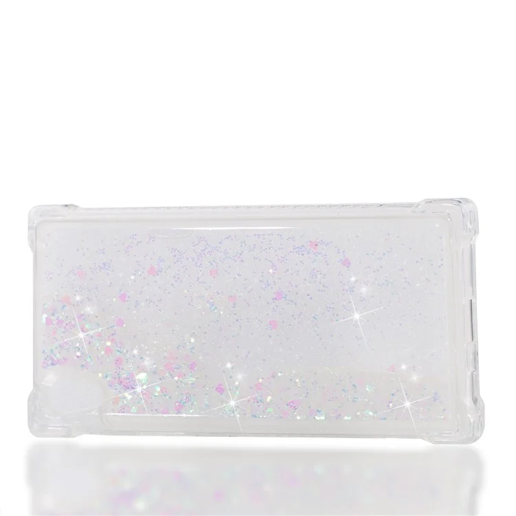 Dynamic Glitter Powder Sequins TPU Shockproof Case for Sony Xperia XA1 - Pink