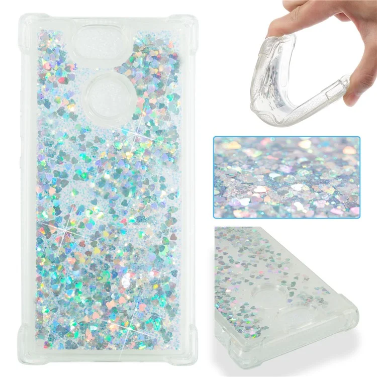 Dynamic Glitter Powder Sequins TPU Shockproof Shell for Sony Xperia XA2 - Silver
