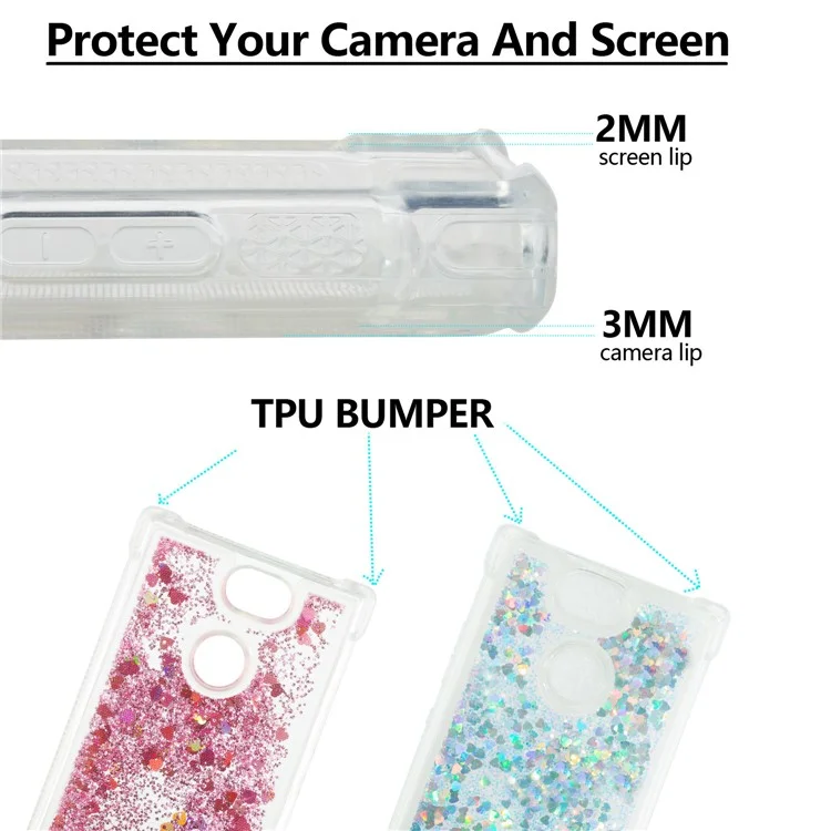 Dynamic Glitter Powder Sequins TPU Shockproof Shell for Sony Xperia XA2 - Silver