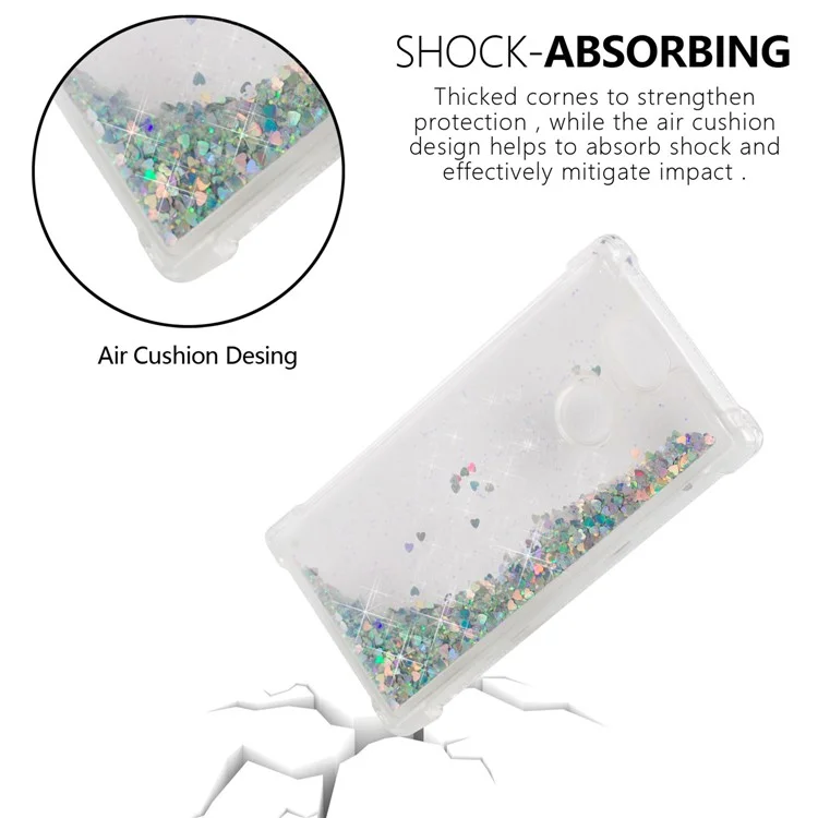 Dynamic Glitter Powder Sequins TPU Shockproof Shell for Sony Xperia XA2 - Silver
