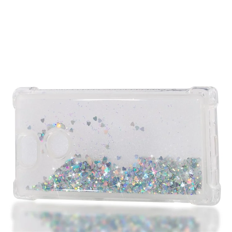 Dynamic Glitter Powder Sequins TPU Shockproof Shell for Sony Xperia XA2 - Silver
