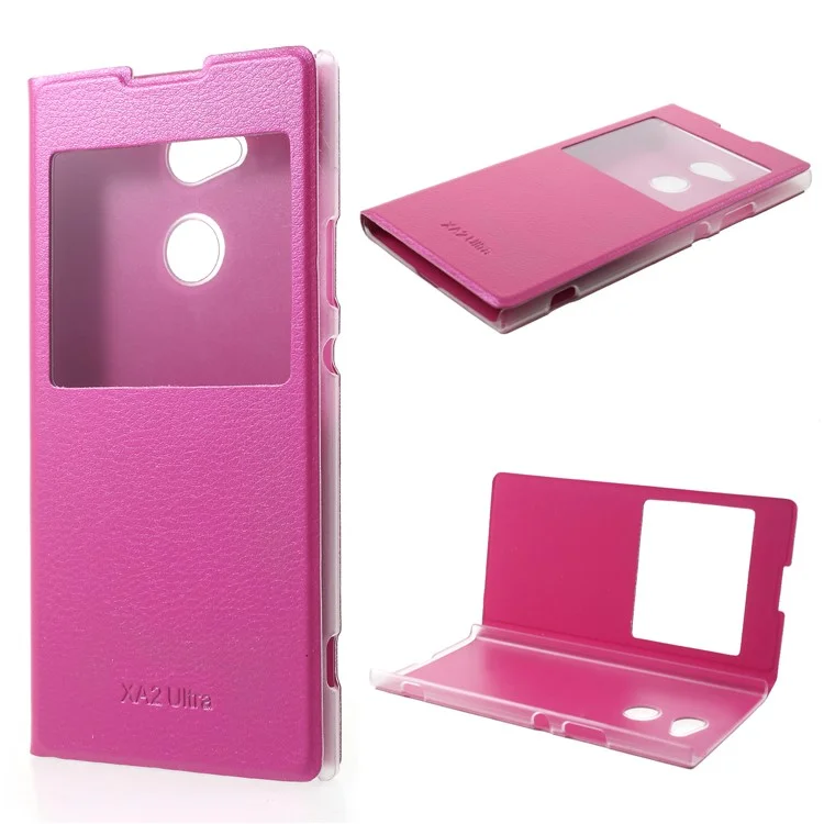 View Window Leather Phone Casing for Sony Xperia XA2 Ultra - Rose