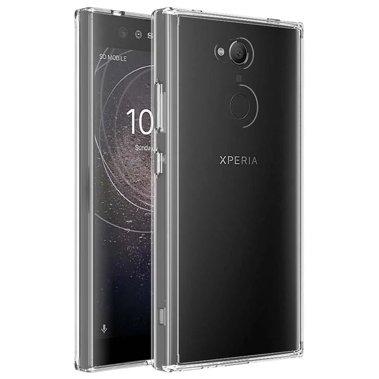 100Pcs/Lot Drop-resistant Clear Acrylic + TPU Hybrid Cases for Sony Xperia L2 - Transparent