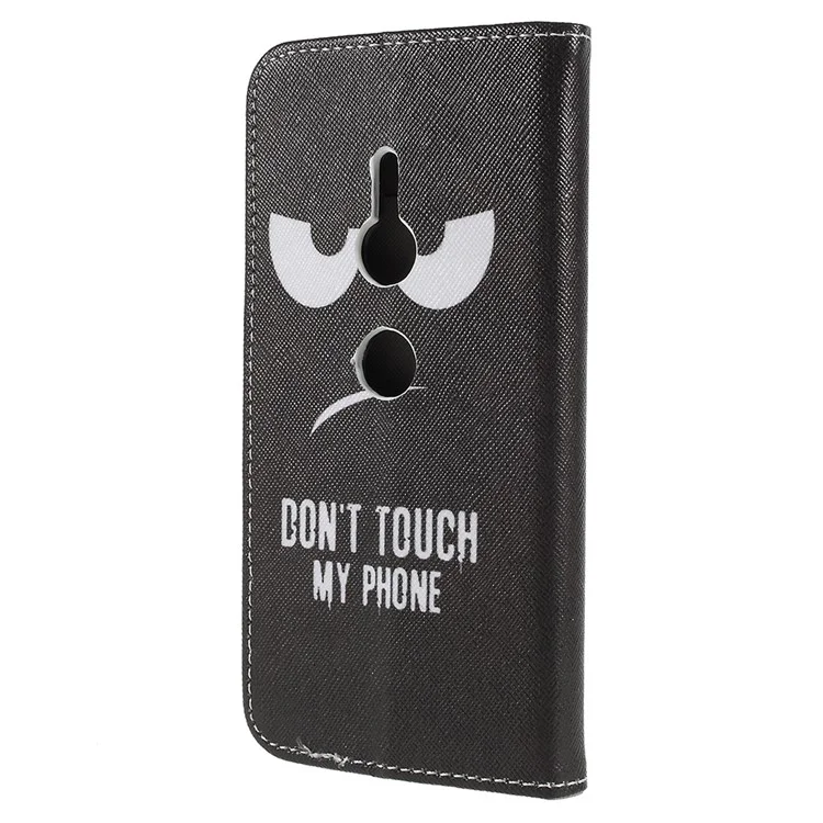For Sony Xperia XZ2 Cross Texture Patterned Wallet Leather Case - Do not Touch My Phone