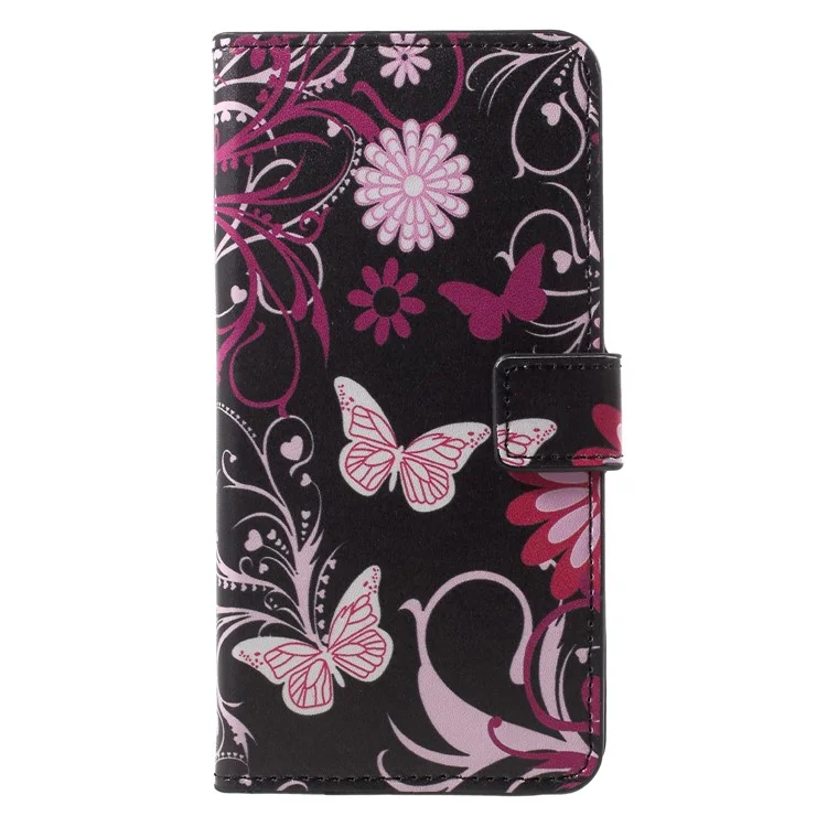 Pattern Printing PU Leather Wallet Cover with Stand for Sony Xperia XZ2 - Butterflies and Flowers