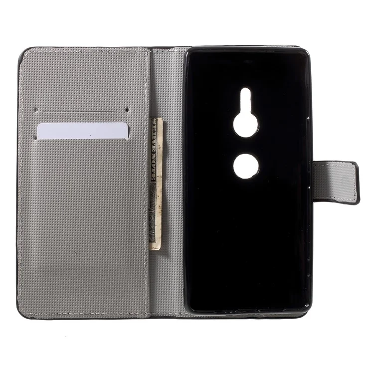 Pattern Printing PU Leather Wallet Cover with Stand for Sony Xperia XZ2 - Butterflies and Flowers