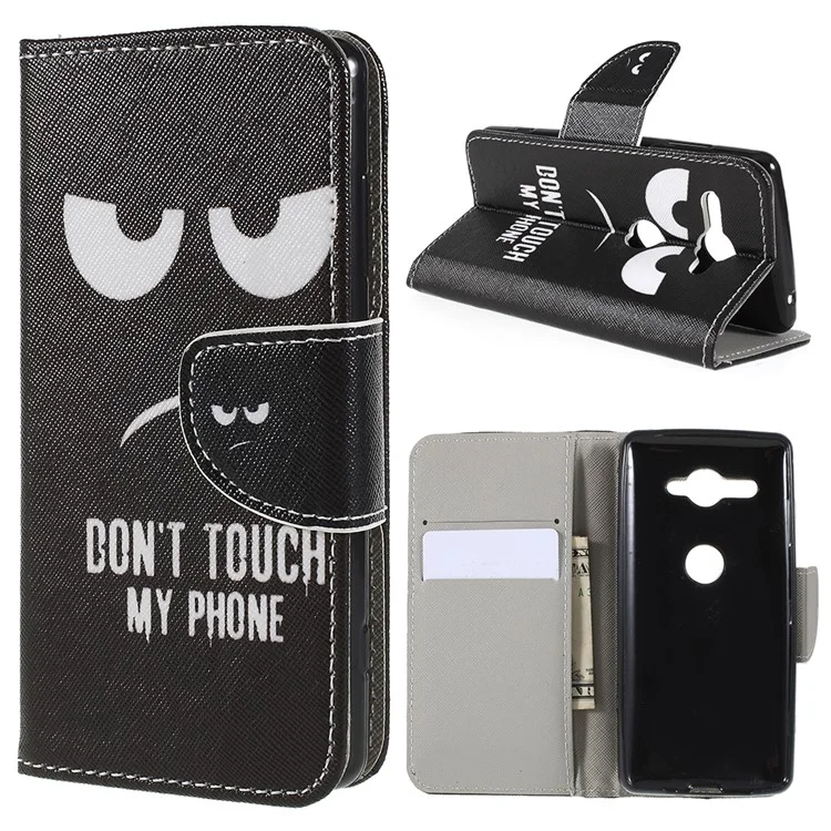 Cross Texture Patterned Wallet Leather Case for Sony Xperia XZ2 Compact - Do not Touch My Phone