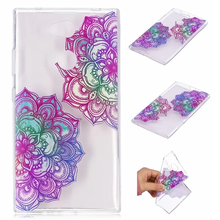 Embossment Patterned Soft TPU Back Phone Case for Sony Xperia L2 - Colorful Lotus