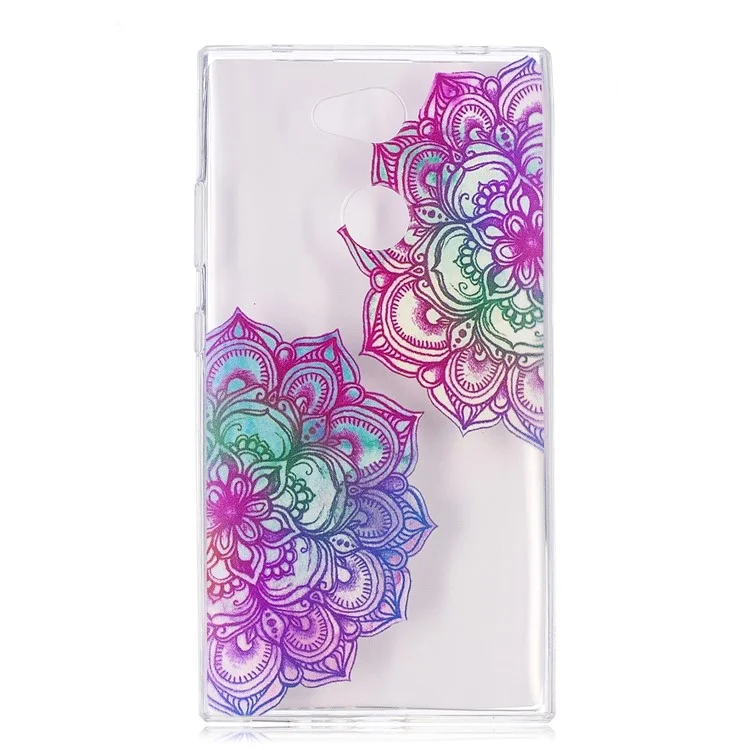 Embossment Patterned Soft TPU Back Phone Case for Sony Xperia L2 - Colorful Lotus