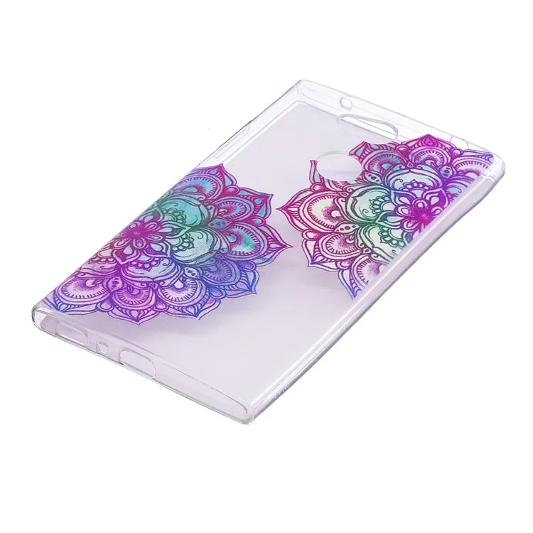 Embossment Patterned Soft TPU Back Phone Case for Sony Xperia L2 - Colorful Lotus