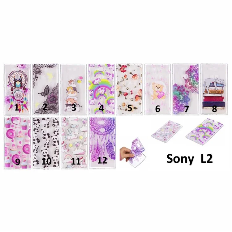 Embossment Patterned Soft TPU Back Phone Case for Sony Xperia L2 - Colorful Lotus