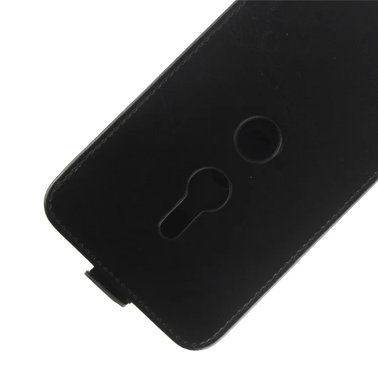 Crazy Horse Texture Vertical Flip Card Holder Leather Case for Sony Xperia XZ2 - Black